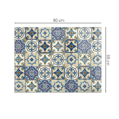 Rectangular glass hearth Mosaic motif with floral accents