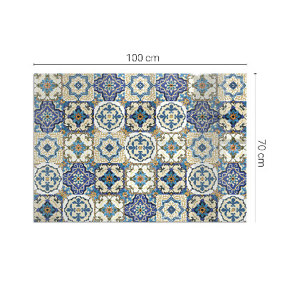 Rectangular glass hearth Mosaic motif with floral accents