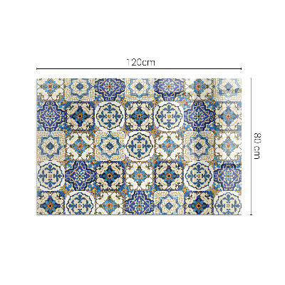 Rectangular glass hearth Mosaic motif with floral accents