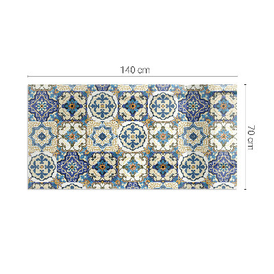 Rectangular glass hearth Mosaic motif with floral accents