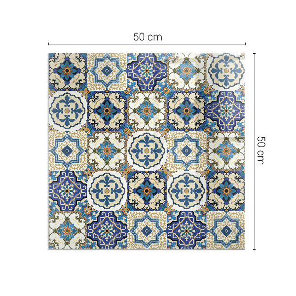 Rectangular glass hearth Mosaic motif with floral accents