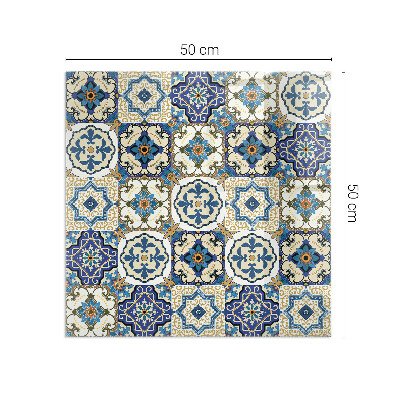 Rectangular glass hearth Mosaic motif with floral accents