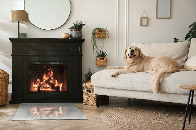 Rectangular tempered glass hearth Raw concrete structure