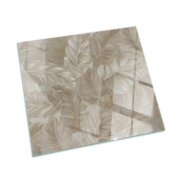 Rectangular glass hearth Delicate leaf patterns