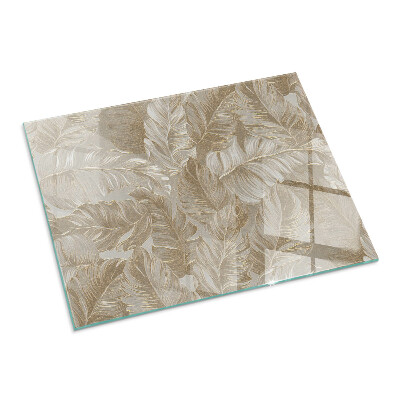 Rectangular glass hearth Delicate leaf patterns