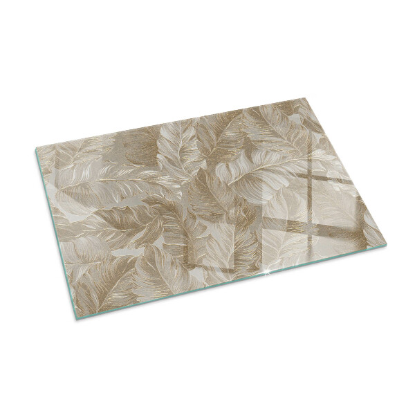 Rectangular glass hearth Delicate leaf patterns