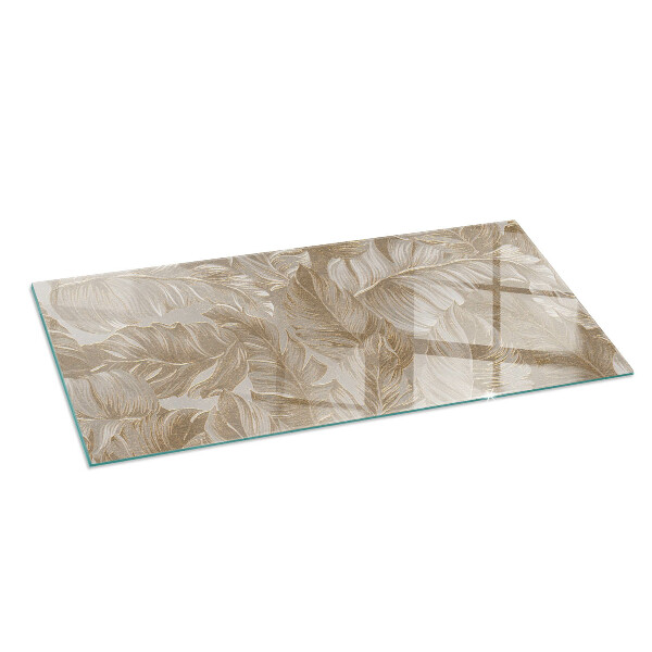 Rectangular glass hearth Delicate leaf patterns