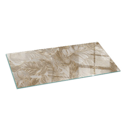 Rectangular glass hearth Delicate leaf patterns