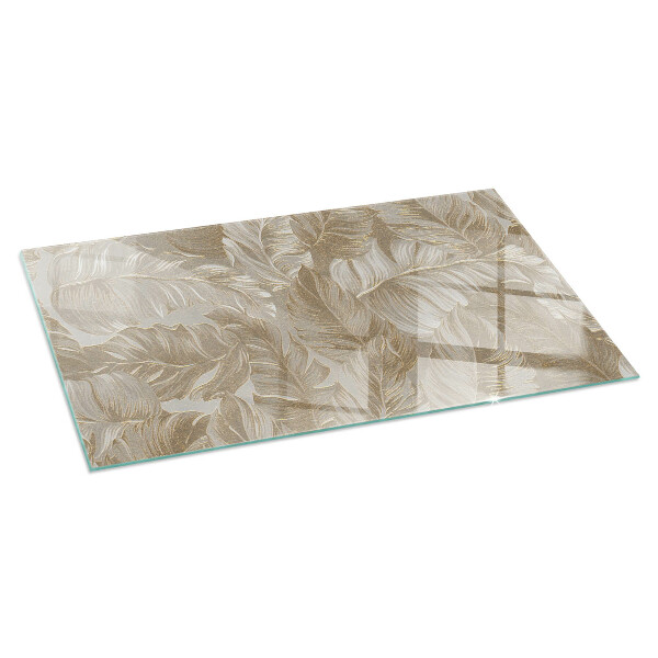 Rectangular glass hearth Delicate leaf patterns