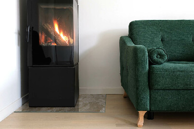 Rectangular glass hearth Delicate leaf patterns
