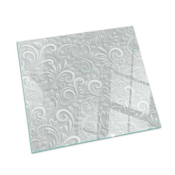 Rectangular glass hearth Stylish plant motif