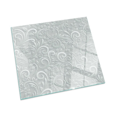 Rectangular glass hearth Stylish plant motif