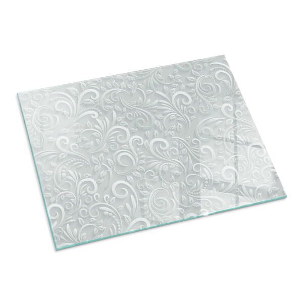 Rectangular glass hearth Stylish plant motif