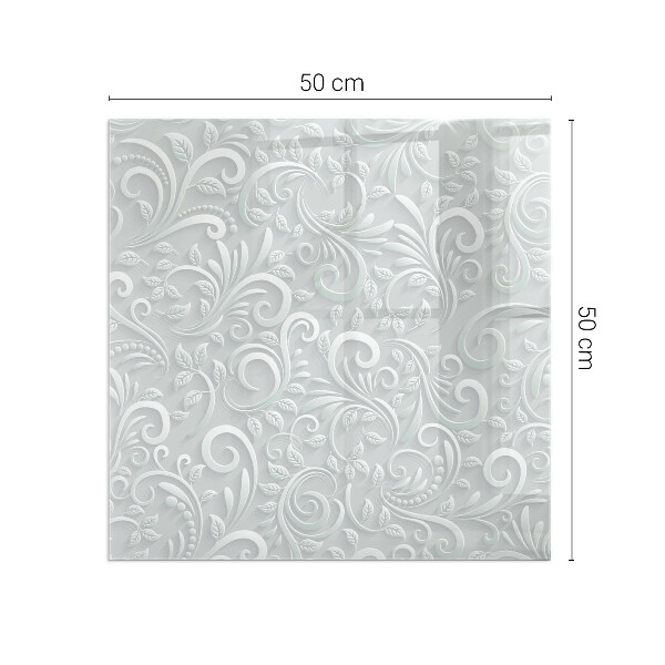 Rectangular glass hearth Stylish plant motif