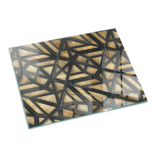 Rectangular glass hearth for wood stove Modern shapes with a wooden accent