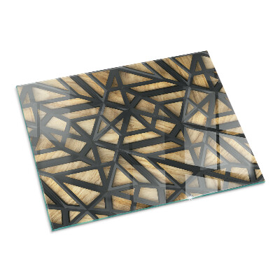 Rectangular glass hearth for wood stove Modern shapes with a wooden accent