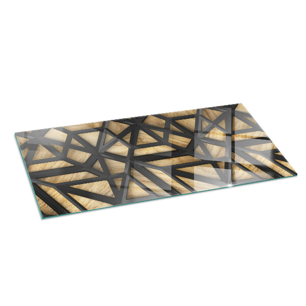 Rectangular glass hearth for wood stove Modern shapes with a wooden accent