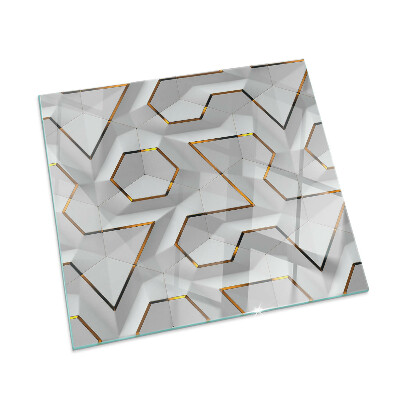 Rectangular glass hearth Pattern of three-dimensional shapes