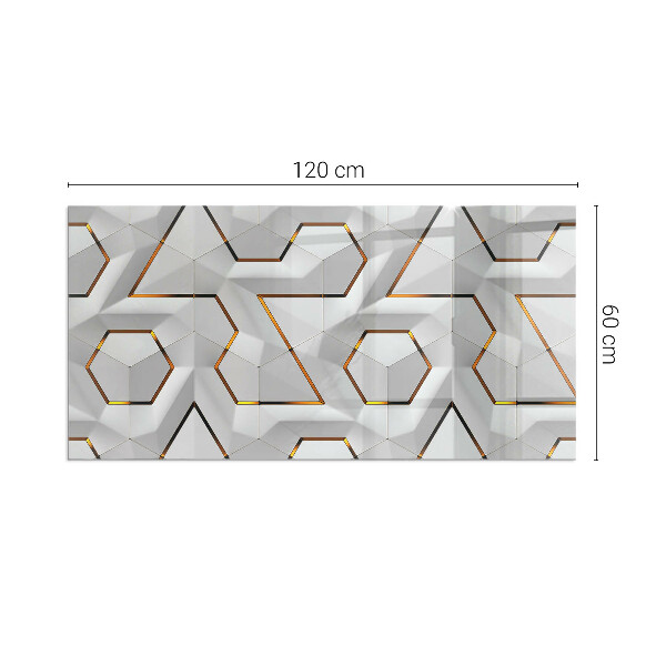 Rectangular glass hearth Pattern of three-dimensional shapes