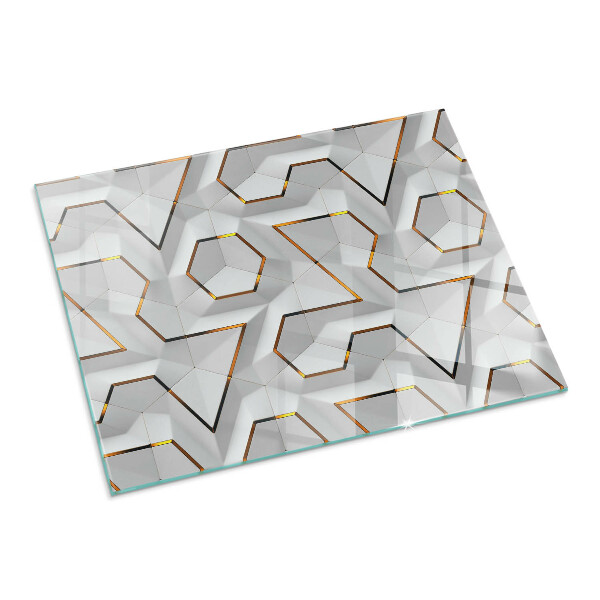 Rectangular glass hearth Pattern of three-dimensional shapes