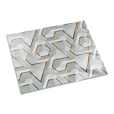 Rectangular glass hearth Pattern of three-dimensional shapes