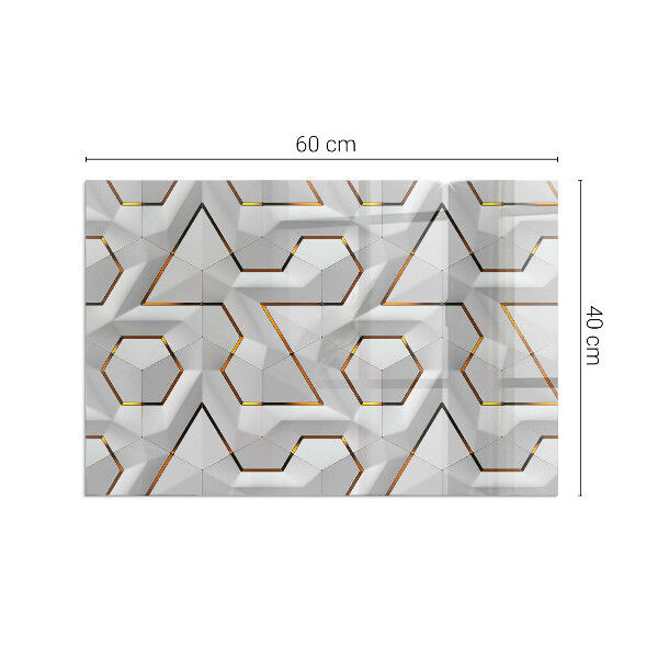 Rectangular glass hearth Pattern of three-dimensional shapes