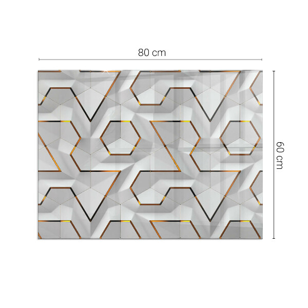 Rectangular glass hearth Pattern of three-dimensional shapes
