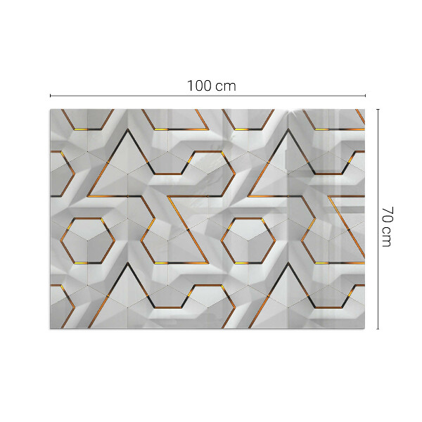 Rectangular glass hearth Pattern of three-dimensional shapes