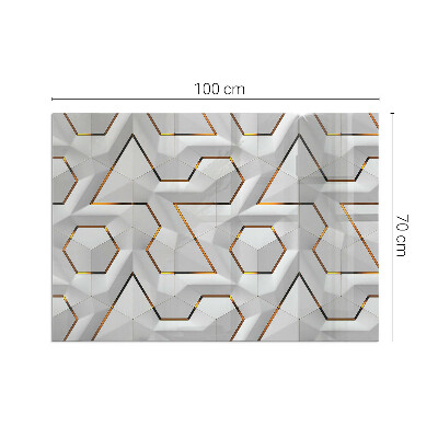 Rectangular glass hearth Pattern of three-dimensional shapes