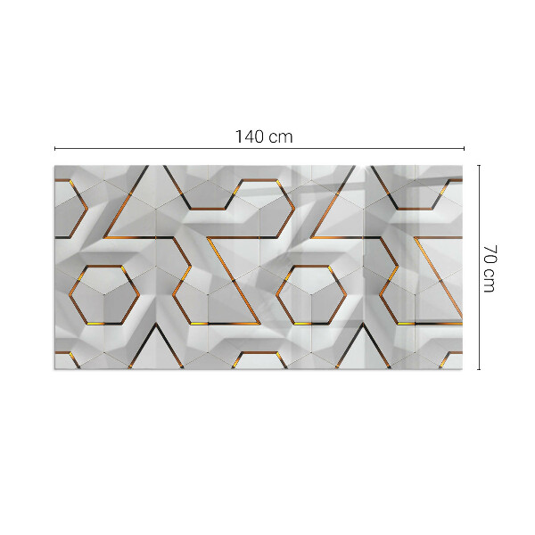Rectangular glass hearth Pattern of three-dimensional shapes