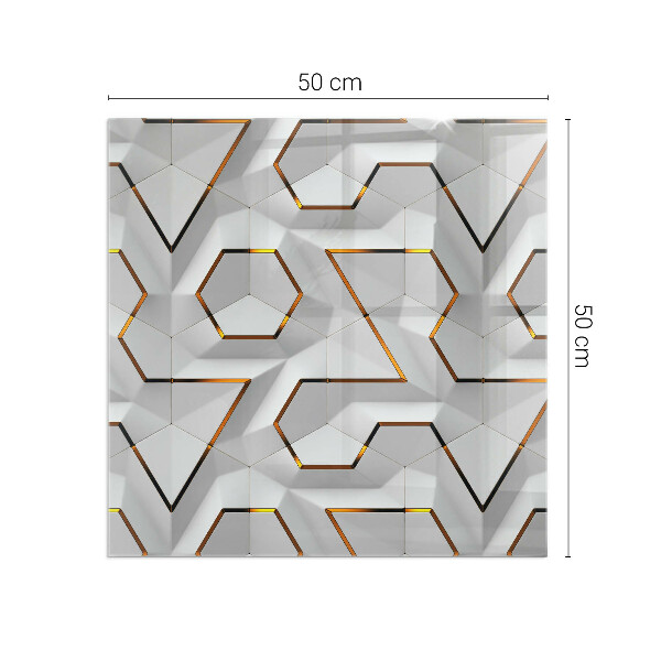 Rectangular glass hearth Pattern of three-dimensional shapes