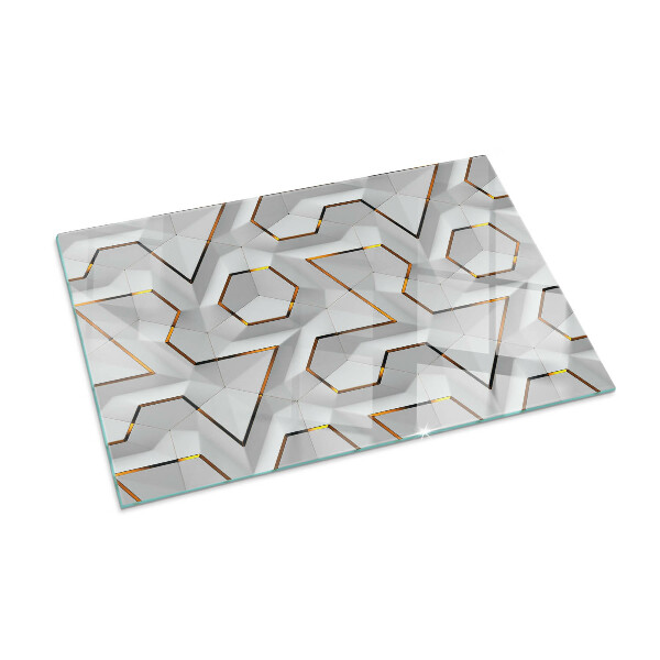 Rectangular glass hearth Pattern of three-dimensional shapes