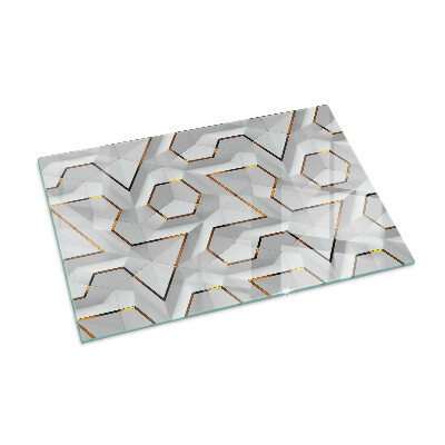 Rectangular glass hearth Pattern of three-dimensional shapes