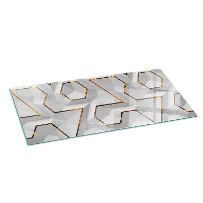 Rectangular glass hearth Pattern of three-dimensional shapes