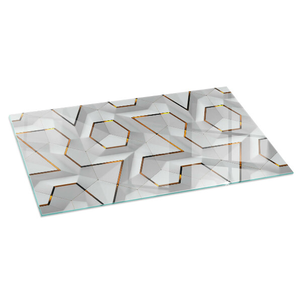 Rectangular glass hearth Pattern of three-dimensional shapes