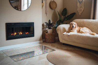 Rectangular glass hearth for wood stove Abstract texture motif