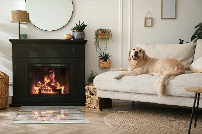 Rectangular tempered glass hearth Rusty wooden board