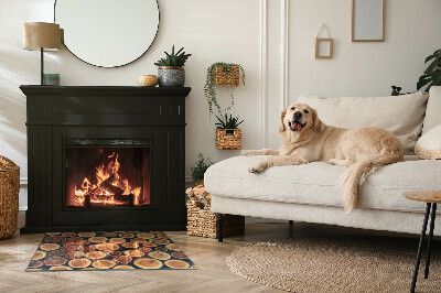 Rectangular glass hearth for wood stove Box with wooden frame