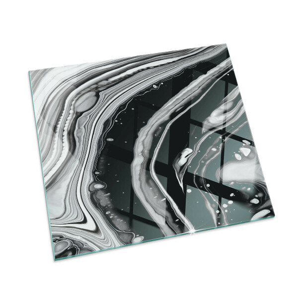 Rectangular tempered glass hearth Abstract wavy and linear patterns