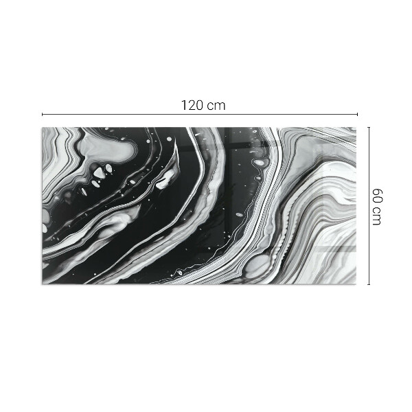 Rectangular tempered glass hearth Abstract wavy and linear patterns