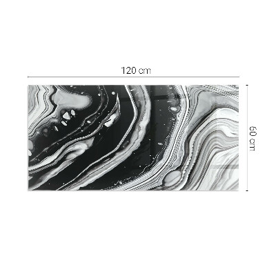 Rectangular tempered glass hearth Abstract wavy and linear patterns