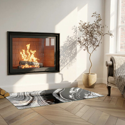 Rectangular tempered glass hearth Abstract wavy and linear patterns