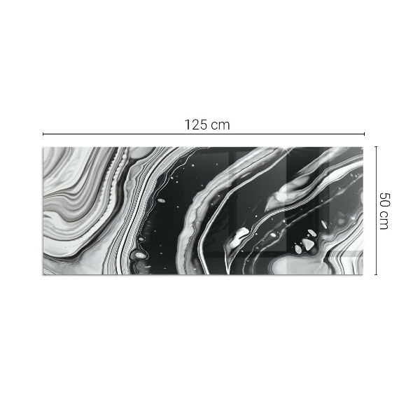 Rectangular tempered glass hearth Abstract wavy and linear patterns