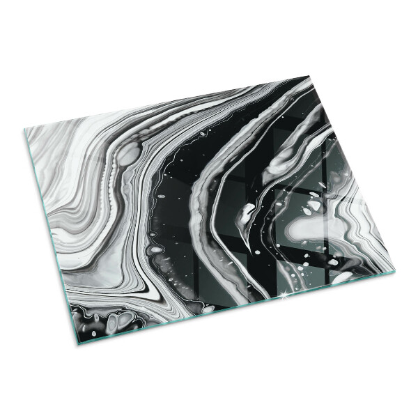 Rectangular tempered glass hearth Abstract wavy and linear patterns