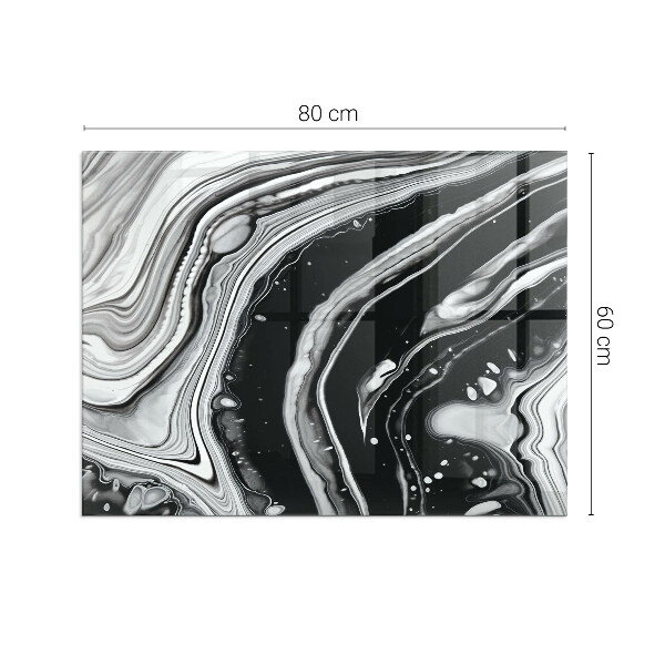 Rectangular tempered glass hearth Abstract wavy and linear patterns