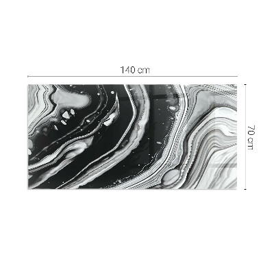 Rectangular tempered glass hearth Abstract wavy and linear patterns