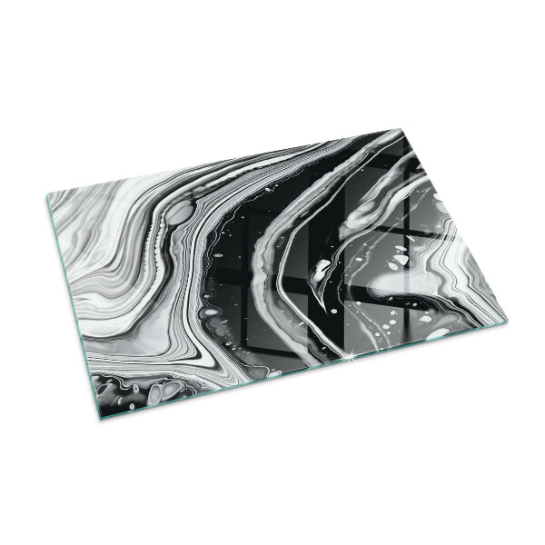 Rectangular tempered glass hearth Abstract wavy and linear patterns