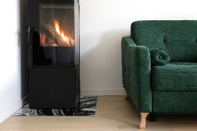 Rectangular tempered glass hearth Abstract wavy and linear patterns