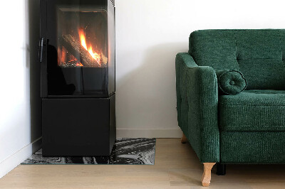 Rectangular tempered glass hearth Abstract wavy and linear patterns