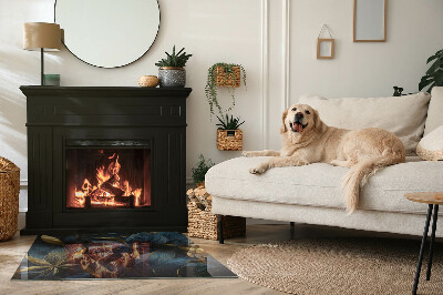 Rectangular glass hearth Stylish leaves in the structure